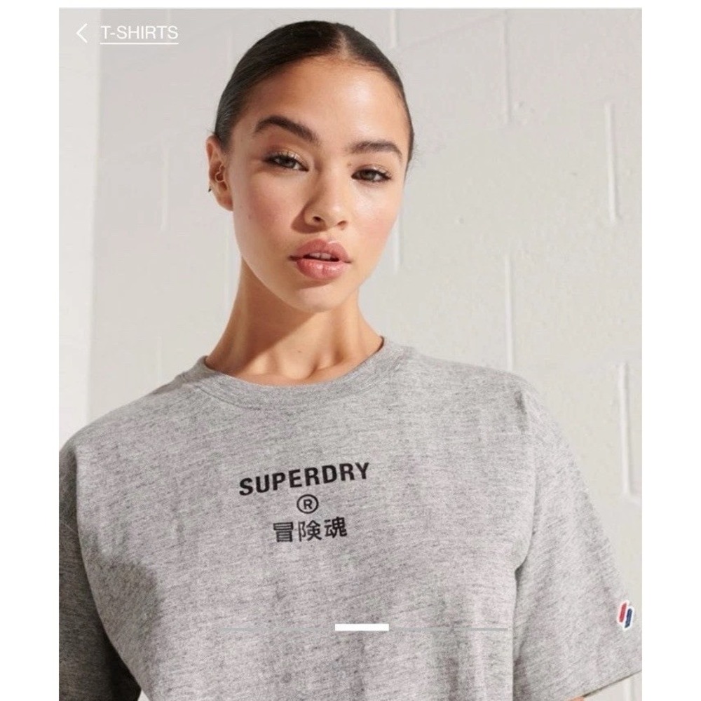 Superdry‎ corporate logo t-shirt Medium womens medium 2003 Y2K grey slub stret